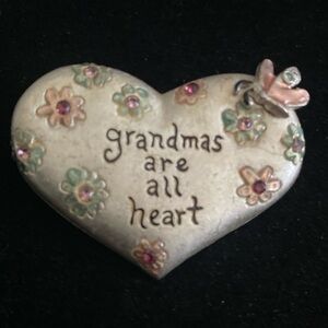 Signed AJMC Heart-Shaped 💜“grandmas are all heart” 💜 brooch or pin